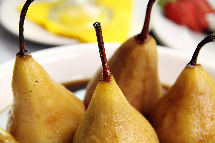 Green Tea Poached Pears