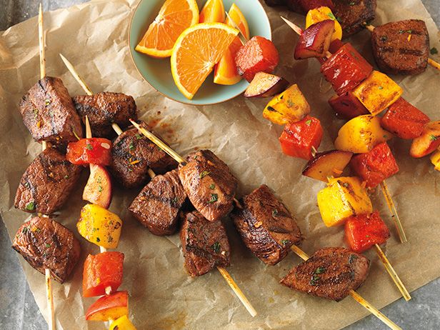 Citrus-Marinated Beef & Fruit Kabobs