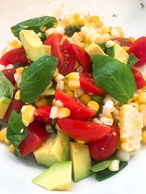 Summer Corn tomato avocado salad