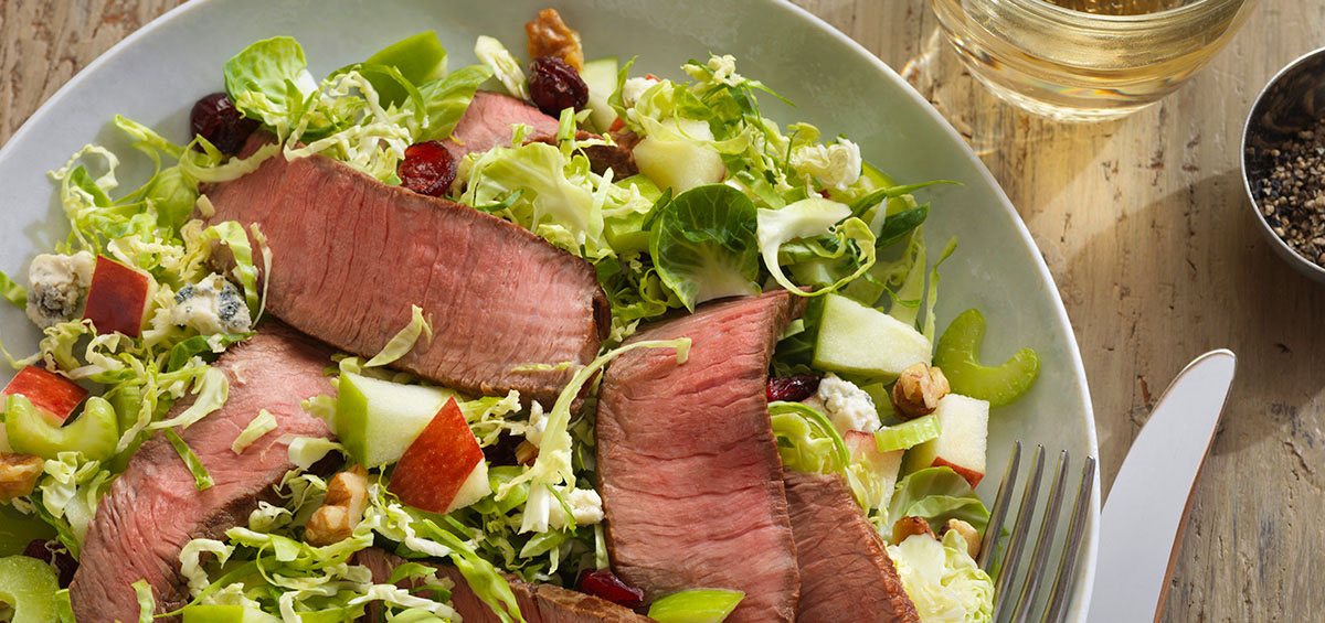 beef and brussels sprouts salad