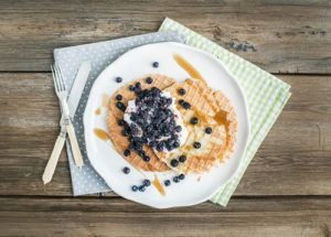 Dutch Waffles With Cream-cheese, Fresh Blueberry And Maple Syrup