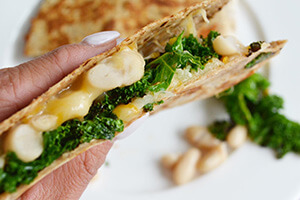 White bean, cheddar and kale quesadillas