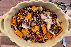 roasted sweet potato’s & apples in a bowl