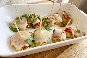 Mini chicken parm bites on a plate
