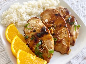 Orange Chicken over Jasmine Rice