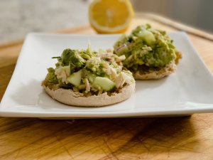 Open Faced Avocado Tuna Salad Sandwich