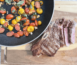 Grilled Sirloin with Blistered Tomatoes