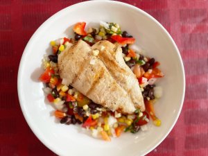 Easy Grilled Chicken Over Corn Black Bean Salsa