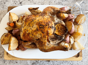Whole Roast Chicken With Potatoes And Carrots