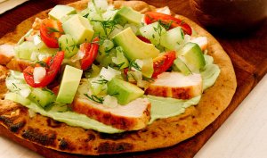 Love One Today Feature Grilled Chicken Flatbread Avocado Yogurt Chopped Salad Heart Checked